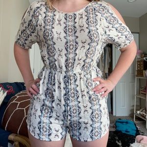 Boho cream and blue forever 21 romper